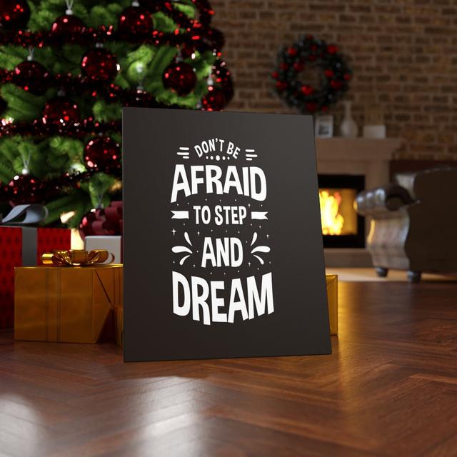 Don't Be Afraid to Step - Wrapped Canvas Typography Blue Elephant on Productcaster.