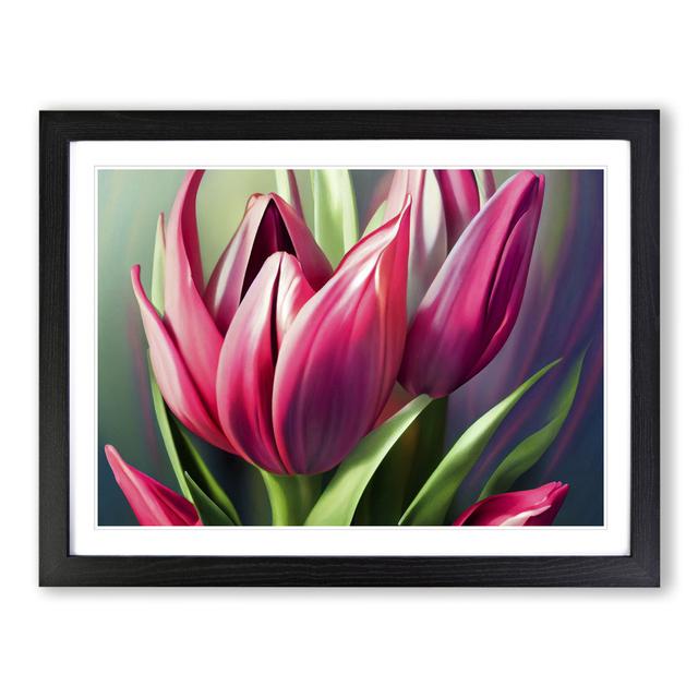 Fine Tulip Flowers - Single Picture Frame Print 17 Stories Size: 34cm H x 46cm W x 2cm D, Frame Colour: Black Framed on Productcaster.