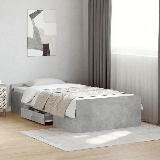 Vidaxl Bed Frame With Drawers Concrete Grey 17 Stories Size: 100 x 200cm on Productcaster.