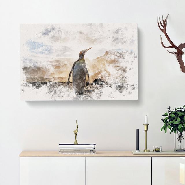 King Penguin Watercolour - Wrapped Canvas Graphic Art Print East Urban Home Size: 35cm H x 50cm W x 3cm D on Productcaster.