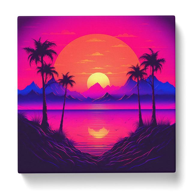 Sunset Vaporwave No.3 House of Hampton Size: 35cm H x 35cm W x 3cm D on Productcaster.