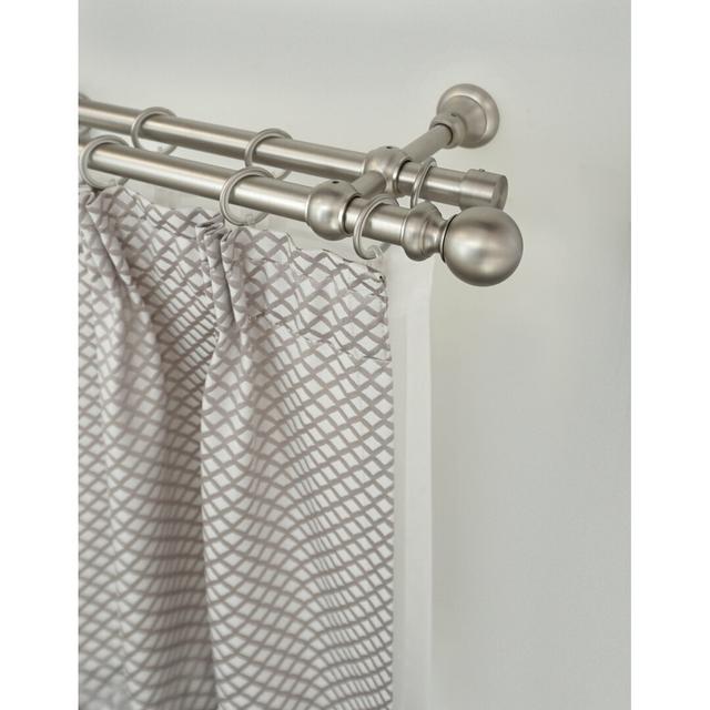 Lynelle Curtain Double Pole and Hardware Set Symple Stuff Finish: Nickel, Size: 5 cm H x 310 cm W x 20 cm D on Productcaster.