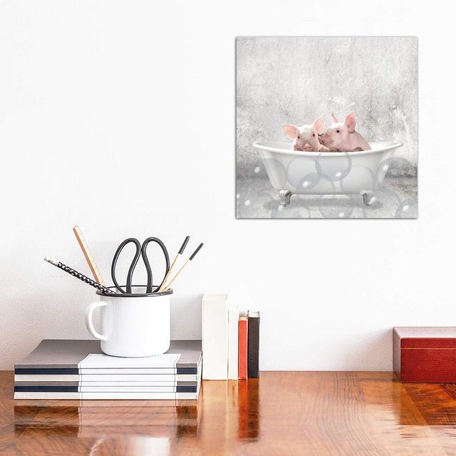 Baby Piglets Bath by Kimberly Allen - Wrapped Canvas Graphic Art Print Happy Larry Size: 30.48cm H x 30.48cm W x 1.91cm D on Productcaster.