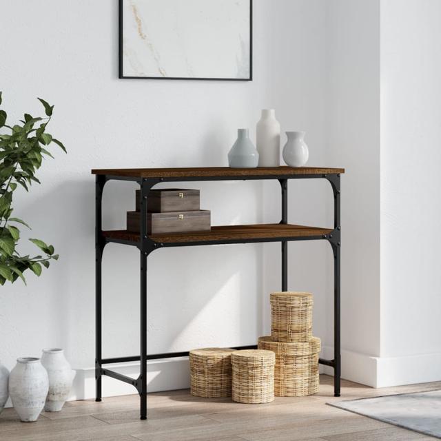 Vidaxl Console Table Brown Oak 75X35.5X75 Cm Engineered Wood LoftDesigns Farbe der Tischplatte: Braune Eiche, Größe: 75 cm H x 75 cm B x 35,5 cm T on Productcaster.