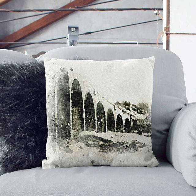 Glenfinnan Viaduct in Scotland in Abstract Cushion with Filling East Urban Home Size: 40cm H x 40cm W x 15cm D, Backing Colour: White on Productcaster.