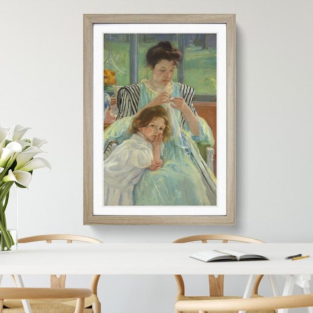 Young Mother Sewing by Mary Cassatt - Picture Frame Painting East Urban Home Frame Option: Oak Framed, Size: 36cm H x 27cm W x 2cm D on Productcaster.