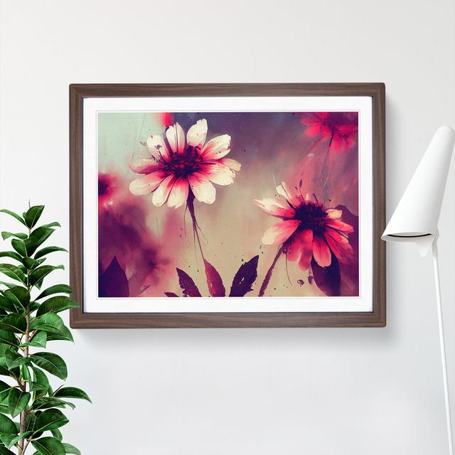 Seductive Modern Flowers Abstract - Picture Frame Painting Marlow Home Co. Frame Colour: Walnut , Size: 25cm H x 34cm W x 2cm D on Productcaster.