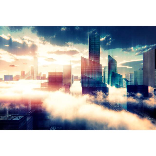 UFO Attacking City by Gremlin - No Frame Art Prints on Canvas 17 Stories Size: 81cm H x 122cm W on Productcaster.