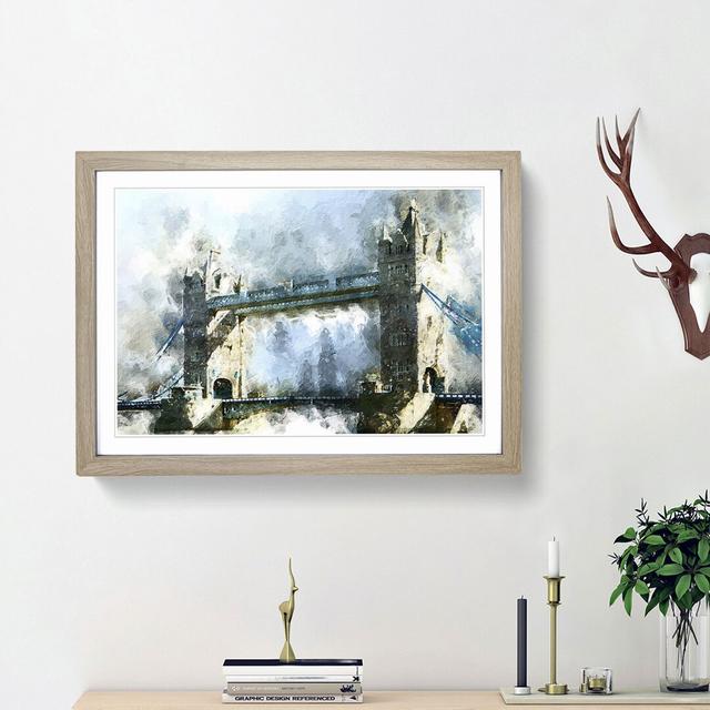 Tower Bridge in London in Abstract - Picture Frame Painting Print East Urban Home Size: 27cm H x 36cm W x 2cm D, Frame Option: Oak Framed on Productcaster.