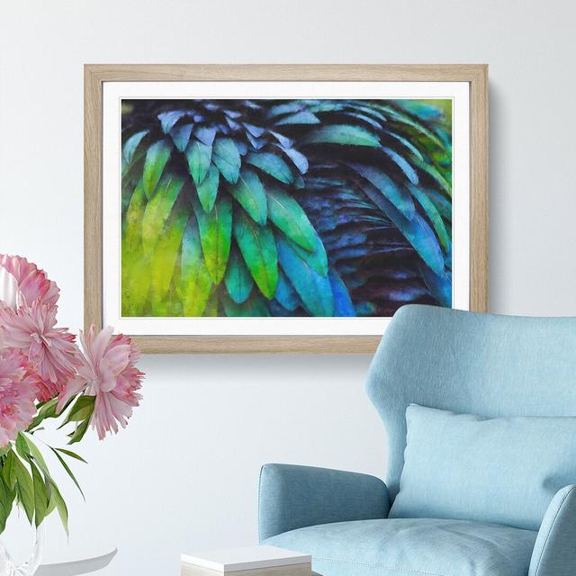 Parrot Feathers - Picture Frame Graphic Art Print East Urban Home Size: 33cm H x 45cm W x 2cm D, Format: Oak on Productcaster.