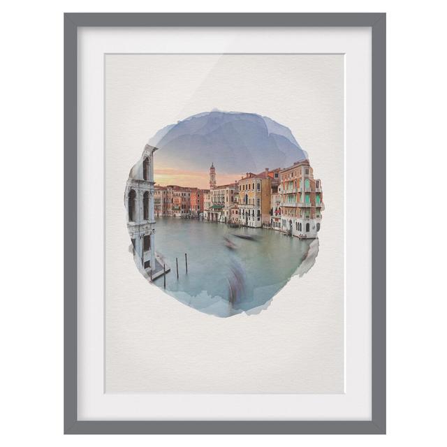 Grand Canal View from the Rialto Bridge Venice - Picture Frame Graphic Art Ebern Designs Size: 55cm H x 40cm W x 2cm D, Frame Option: Grey Framed on Productcaster.