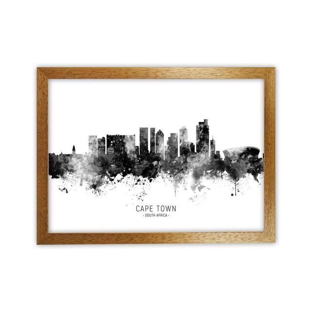 Cape Town South Africa Skyline Black White City Name by Michael Tompsett - Print Latitude Run Size: 46cm H x 63cm W x 3cm D, Format: Brown Framed on Productcaster.