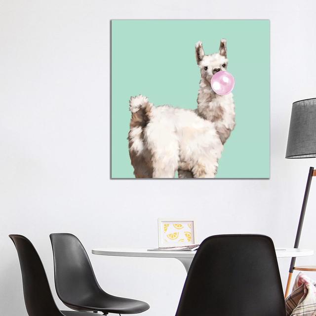 Baby Llama Blowing Bubble Gum by Big Nose Work - Wrapped Canvas Graphic Art Happy Larry Size: 93.98cm H x 93.98cm W x 1.91cm D on Productcaster.