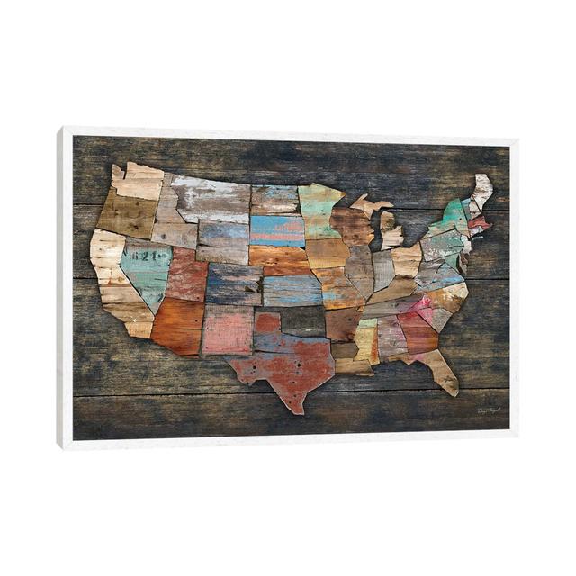 USA Map I by Diego Tirigall - Print on Canvas East Urban Home Format: White Floater Framed, Size: 101.6cm H x 152.4cm W x 3.81cm D on Productcaster.