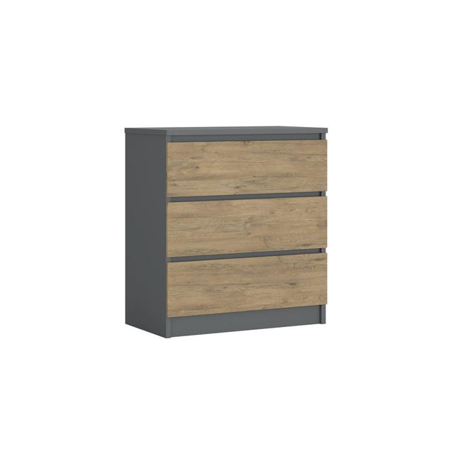 Demi 3 Drawer 70Cm W Chest of Drawers drewno3x Colour: Anthracite/Oak Lancelot on Productcaster.