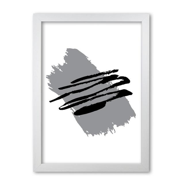 Grey Jaggered Paint Brush Abstract - Graphic Art Print on Paper East Urban Home Size: 85 cm H x 60 cm W x 5 cm D, Format: White Grain Frame on Productcaster.