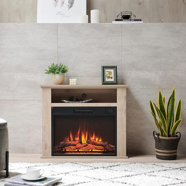 Anahy Latitude Run Electric Fireplace (Set of 2) Latitude Run Finish: Natural Light Oak, Size: 65cm H x 78cm W x 23cm D on Productcaster.