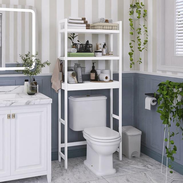 Elinna Solid Wood Freestanding Over The Toilet Storage ClassicLiving Finish: White on Productcaster.