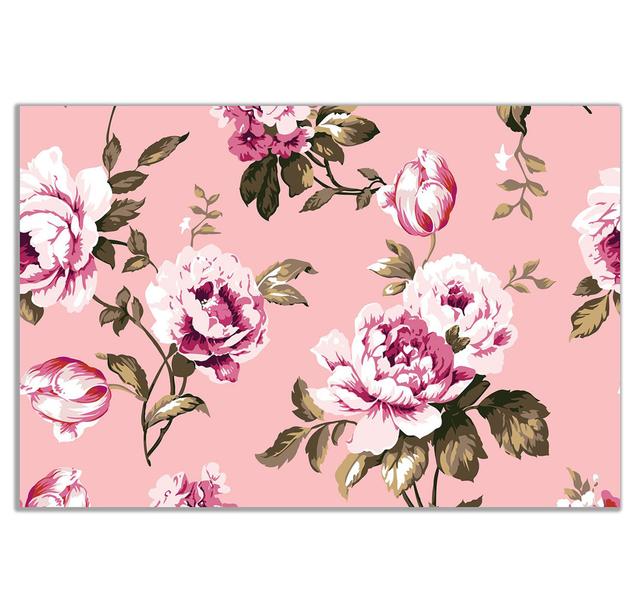 Pink Botanical Roses Shabby Elegance Vintage - Wrapped Canvas Print Panther Print Size: 61cm H x 91cm W on Productcaster.