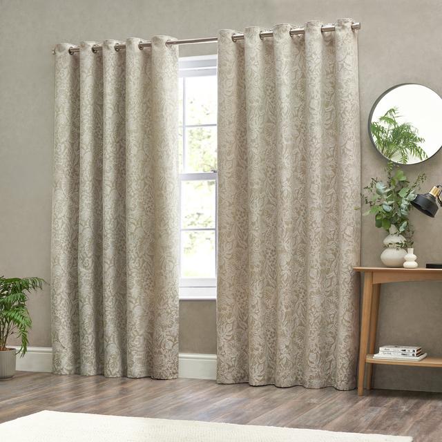 Vouni Polyester Room Darkening Grommet / Eyelet Curtain Pair ClassicLiving Curtain Colour: Beige, Panel Size: 168 W x 137 D cm on Productcaster.