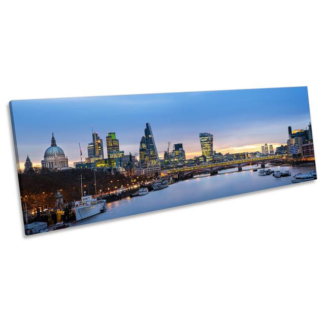 London City Famous Landmarks - Wrapped Canvas Panoramic Art Prints 17 Stories Size: 40.64cm H x 121.92cm W on Productcaster.