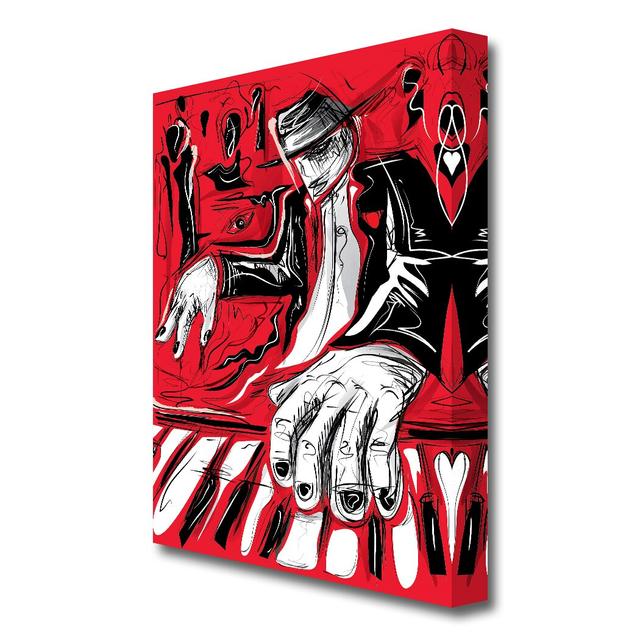 Piano Player - Wrapped Canvas Graphic Art Print East Urban Home Size: 121.9 cm H x 81.3 cm W on Productcaster.