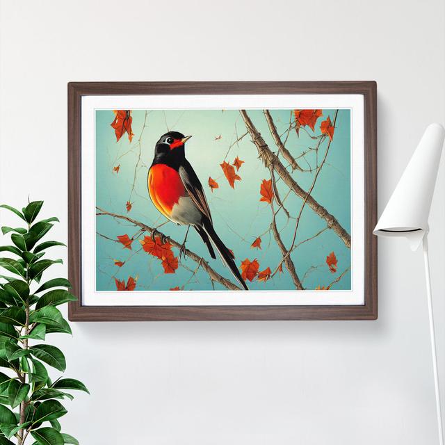 Eye Opening Robin Bird - Picture Frame Graphic Art ClassicLiving Frame Colour: Walnut Framed, Size: 34cm H x 46cm W x 2cm D on Productcaster.