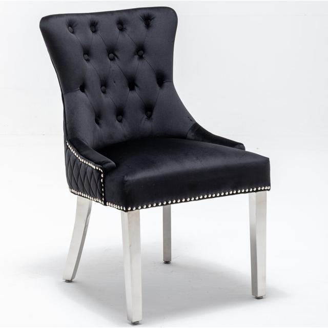 Upton Upholstered Dining Chair (Set of 2) Rosdorf Park Upholstery Colour: Black on Productcaster.