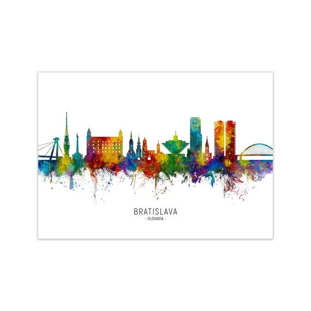 Bratislava Slovakia Skyline by Michael Tompsett - Graphic Art Latitude Run Format: Unframed, Size: 21cm H x 30cm W x 1cm D on Productcaster.