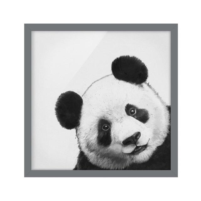 Illustration Panda Black White - Picture Frame Graphic Art Bloomsbury Market Frame Option: Grey, Size: 70cm H x 70cm W x 2cm D on Productcaster.