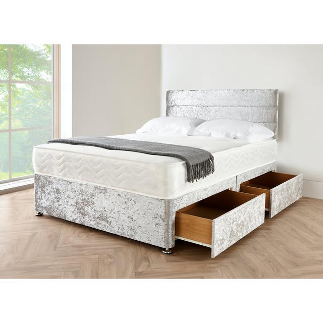 Markeshia Coilsprung Divan Bed Set Canora Grey Colour: Silver Crushed, Size: 160 x 220cm on Productcaster.