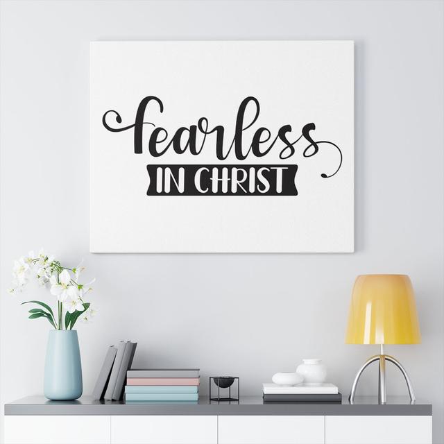 Fearless in Christ - Wrapped Canvas Typography Blue Elephant Size: 61cm H x 76cm W on Productcaster.