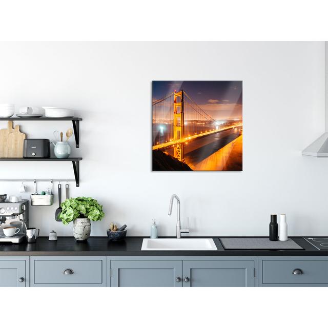 Golden Gate Bridge At Night - No Frame Print on Glass Ebern Designs Size: 70cm H x 70cm W x 0.4cm D on Productcaster.