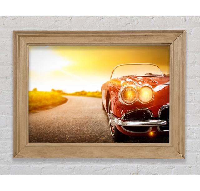 Red Motorcar Racer Framed Print Bright Star Size: 42cm H x 59.7cm W on Productcaster.