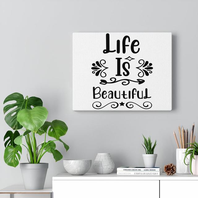 Life Is Beautiful - Wrapped Canvas Print Blue Elephant on Productcaster.