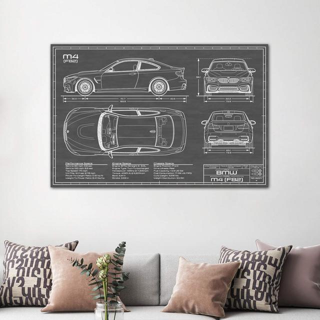 BMW M4 (F82) Black by Action Blueprints - Wrapped Canvas Print Borough Wharf Size: 101.6cm H x 152.4cm W x 3.81cm D on Productcaster.