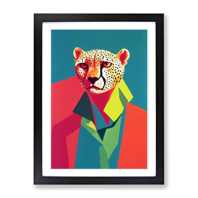 Pop Art Cheetah - Picture Frame Print Big Box Art Frame Option: Black, Size: 64cm H x 46cm W x 2cm D on Productcaster.