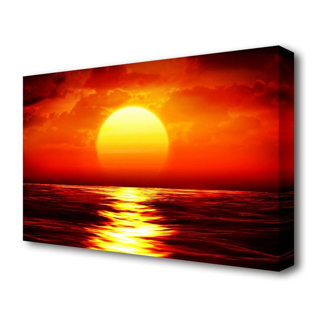 Fire Glow Sunset - Wrapped Canvas Photograph Print East Urban Home Size: 81.3 cm H x 121.9 cm W on Productcaster.