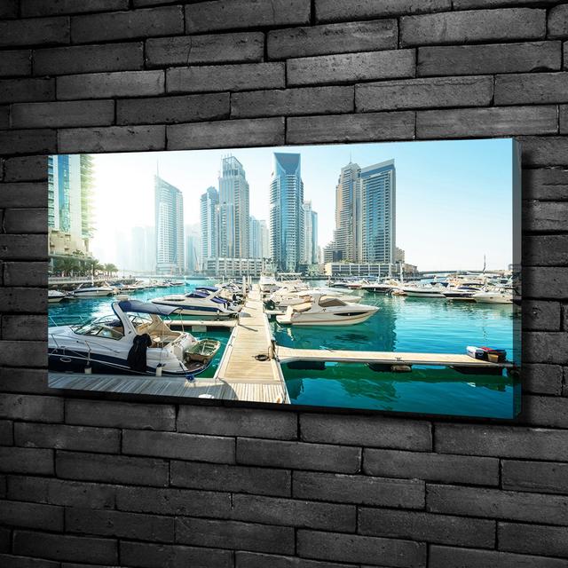 Marina In Dubai - Print Ebern Designs Format: Canvas, Size: 50cm H x 100cm W x 2cm D on Productcaster.