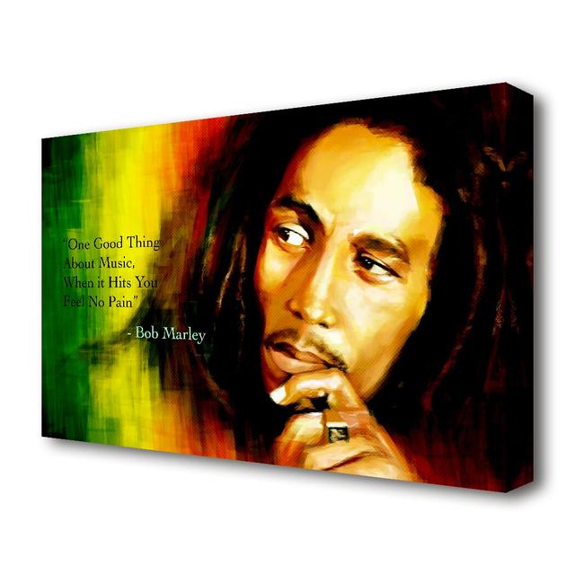 'Bob Marley Feel No Pain' Textual Art on Wrapped Canvas East Urban Home Size: 50.8 cm H x 81.3 cm W on Productcaster.