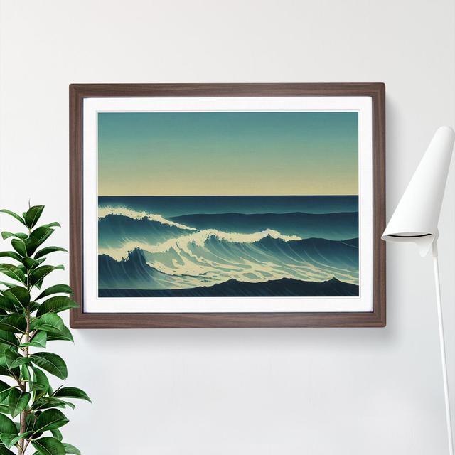 Pretty Ocean Wave House of Hampton Size: 34cm H x 46cm W x 2cm D, Frame Colour: Walnut Framed on Productcaster.