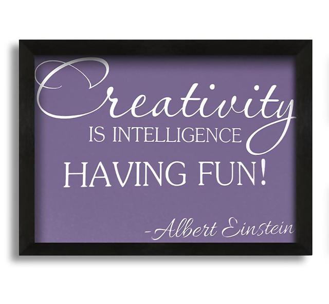 Motivational Quote Albert Einstein Creativity Is Intelligence - Picture Frame Typography on Canvas Maturi Size: 21cm H x 30cm W x 10cm D, Colour: Lila on Productcaster.