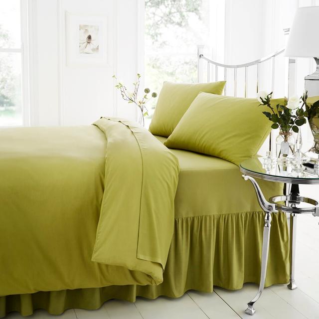 Justa 180 Thread Count Percale Fitted Sheet Marlow Home Co. Colour: Green, Size: Super King (6') on Productcaster.