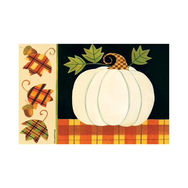 White Pumpkin, Leaves and Acorns by Bernadette Deming - Wrapped Canvas Art Prints Brambly Cottage Size: 30.48cm H x 45.72cm W on Productcaster.