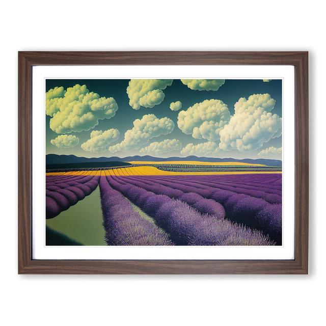 Luscious Lavender Flower Field - Picture Frame Graphic Art Lily Manor Size: 46cm H x 64cm W x 2cm D, Frame Colour: Walnut on Productcaster.