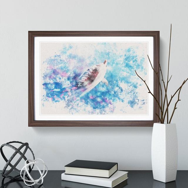 Swimming Dolphin - Picture Frame Graphic Art Print East Urban Home Frame Option: Walnut Framed, Size: 45cm H x 63cm W x 2cm D on Productcaster.