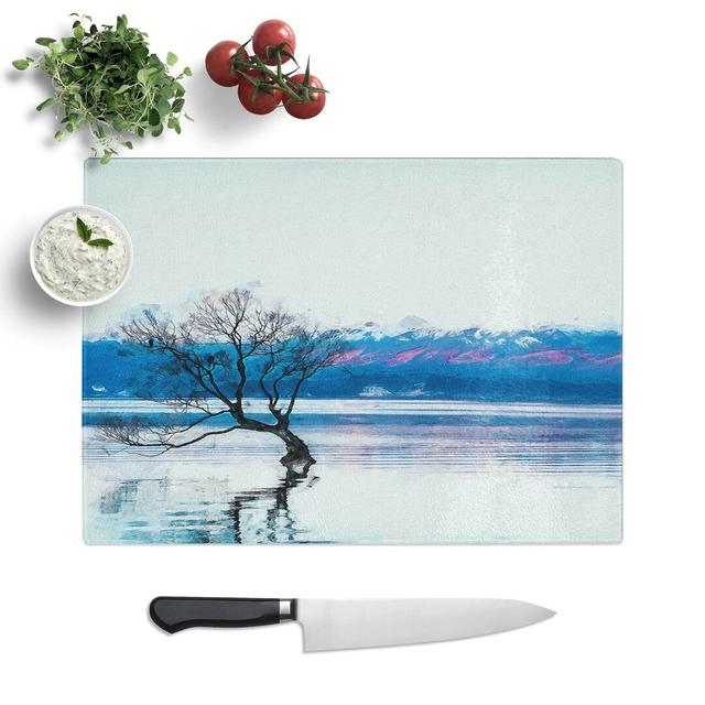 Tempered Glass Tree in Lake Wanaka New Zealand Chopping Board East Urban Home Size: 28.5 cm W x 20 cm L on Productcaster.