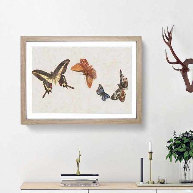 Four Butterflies by Fujishima Takeji - Picture Frame Painting Print East Urban Home Size: 48cm H x 65cm W x 2cm D, Frame Option: Oak Framed on Productcaster.