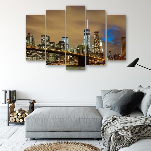 Leinwandbild New York Skyline USA Manhattan Brown Ebern Designs Größe: 100 cm H x 150 cm B on Productcaster.