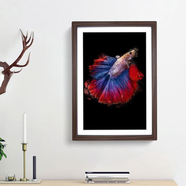 Siamese Fighting Fish in Abstract - Picture Frame Painting Print East Urban Home Frame Option: Walnut Framed, Size: 36cm H x 27cm W x 2cm D on Productcaster.